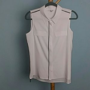 Calvin Klein White Sleeveless Blouse / small